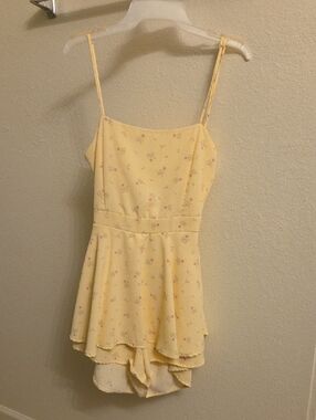 Streetwear Society Yellow Floral Spaghetti Strap Romper